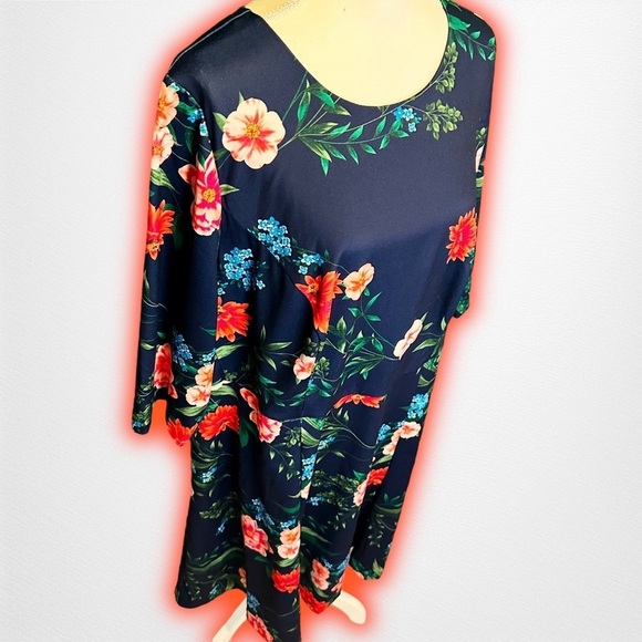 NWOT Eliza J ‘Mandy’ Navy Blue 3/4 Sleeve Fit & Flare Style Dress Plus Size 18W - Picture 14 of 16